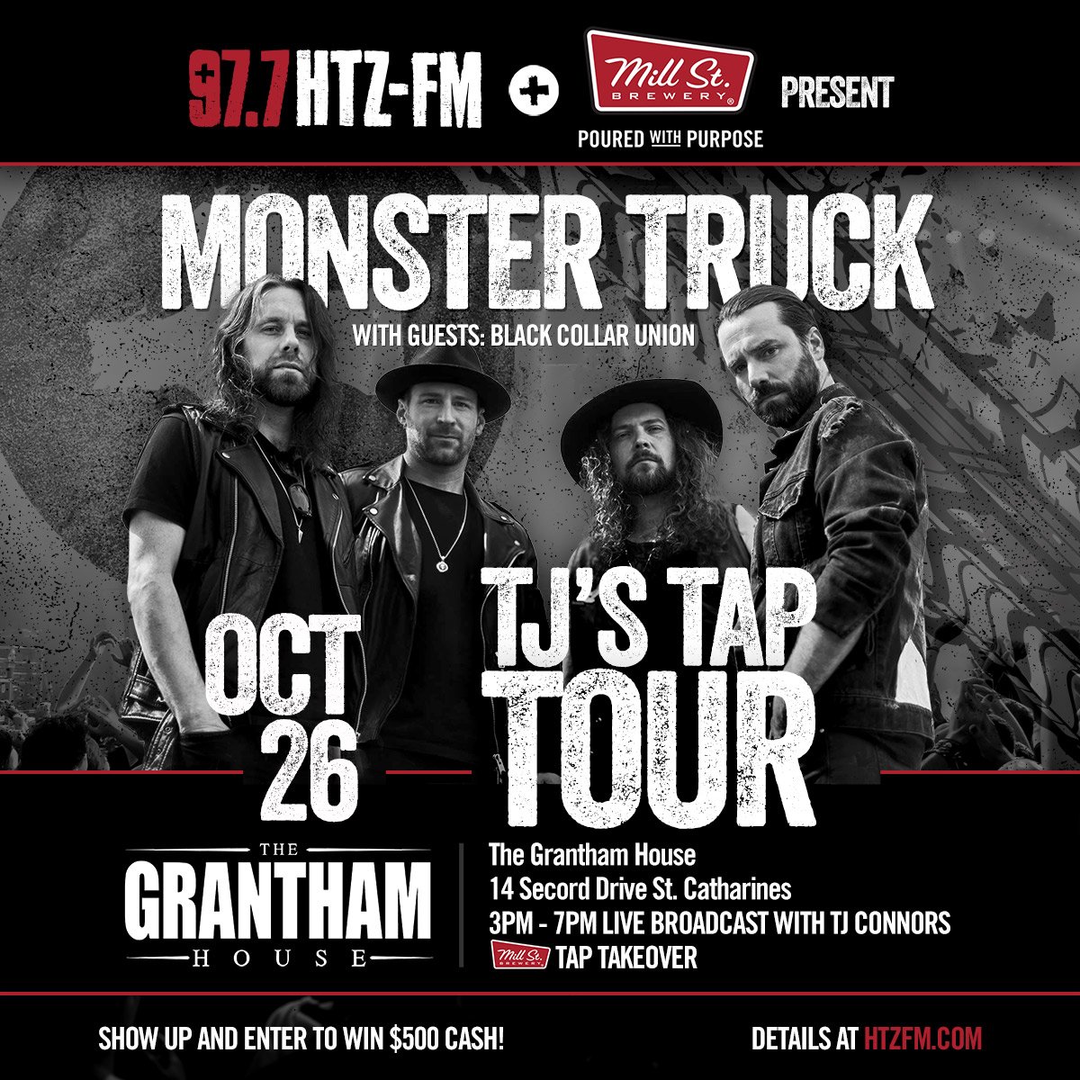 tjconnorstweets's tweet photo. This afternoon, it's the final stop on @977HTZFM @millstreetbrew #TJsTapTour!! Get to @The_Grantham early to get in to see @BCUofficial and @Monster_Truck_ play stripped down sets. https://t.co/a7PHV5zwcX
