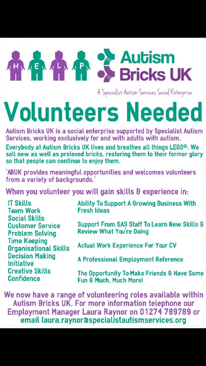 Are you based in West Yorkshire, interested in Lego, and wanting to volunteer? If yes, get in touch! We have voluntary opportunities available 😁 #lego #Autism #westyorkshire #volunteering