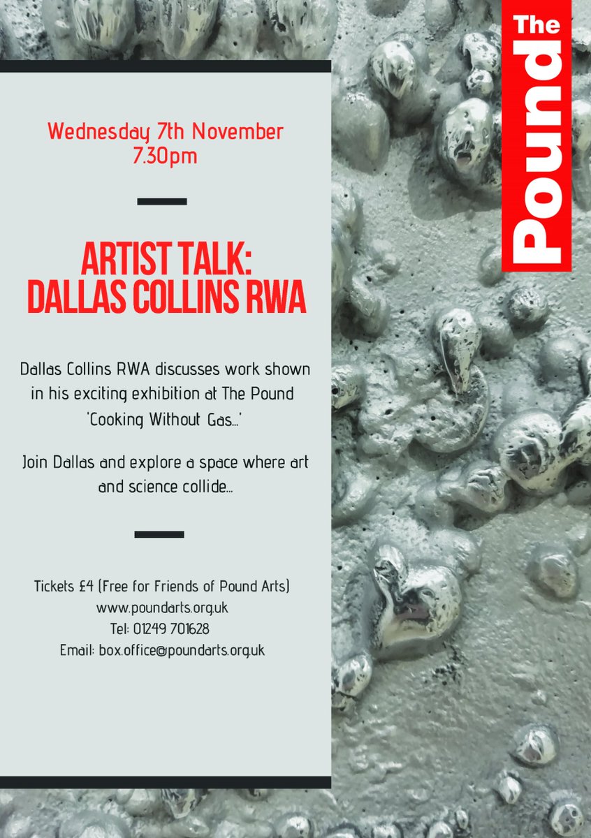 KatieAckrill's tweet image. Looking forward to this one... Come and hear @dalsartwork talk about his exhibition #CookingWithoutGas at @poundarts on Wed 7 November, 7.30pm. Book now - bit.ly/2D3CVbC #artandscience #artexhibition #Wiltshire #arttalk