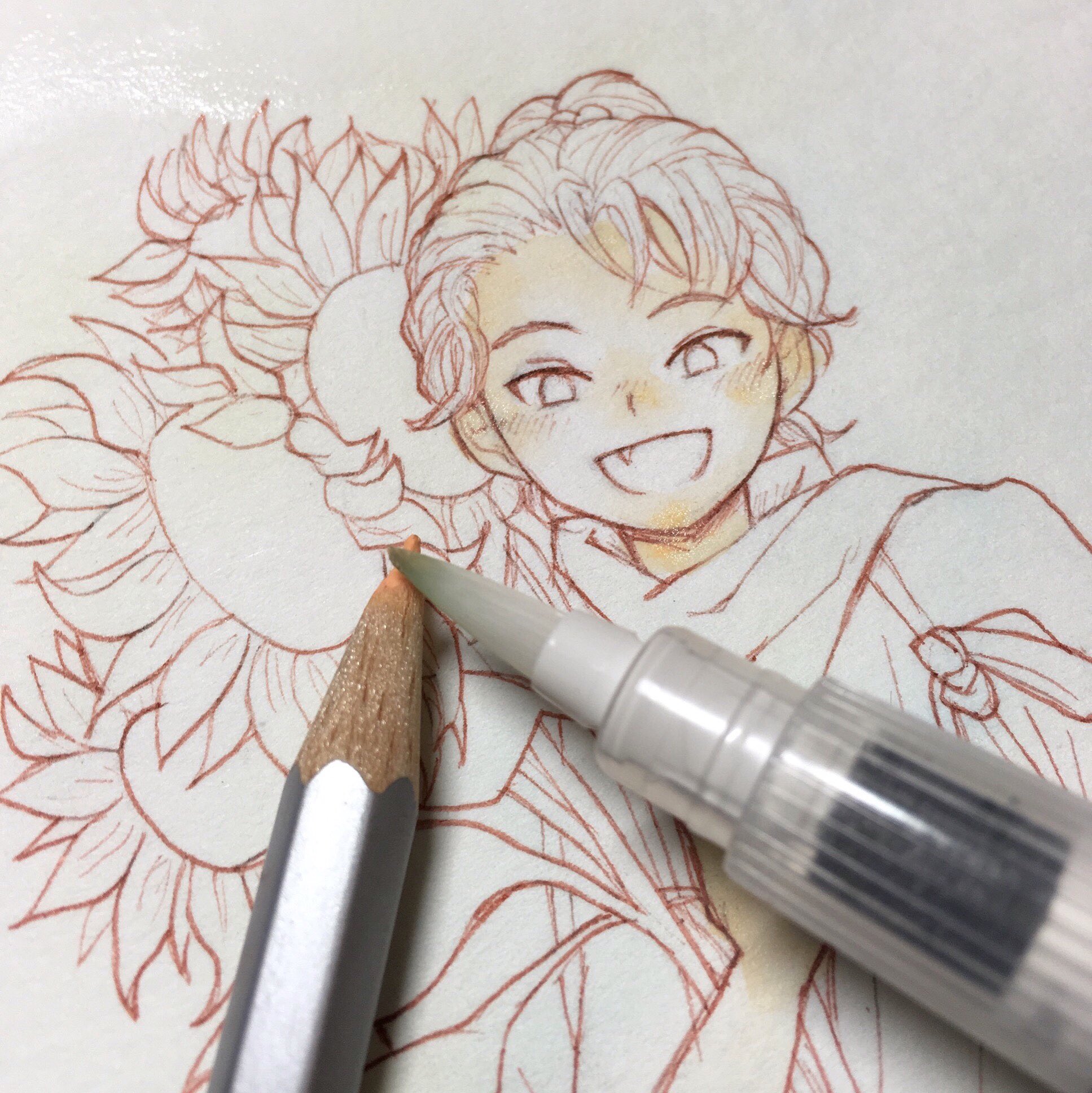 水彩色鉛筆メイキング Twitter