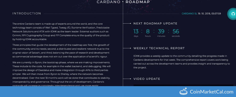 cal_coin's tweet photo. 🆕 New #Cardano (ADA) event! 
 
01 November 2018 
Roadmap Update https://t.co/3whJSPelOk