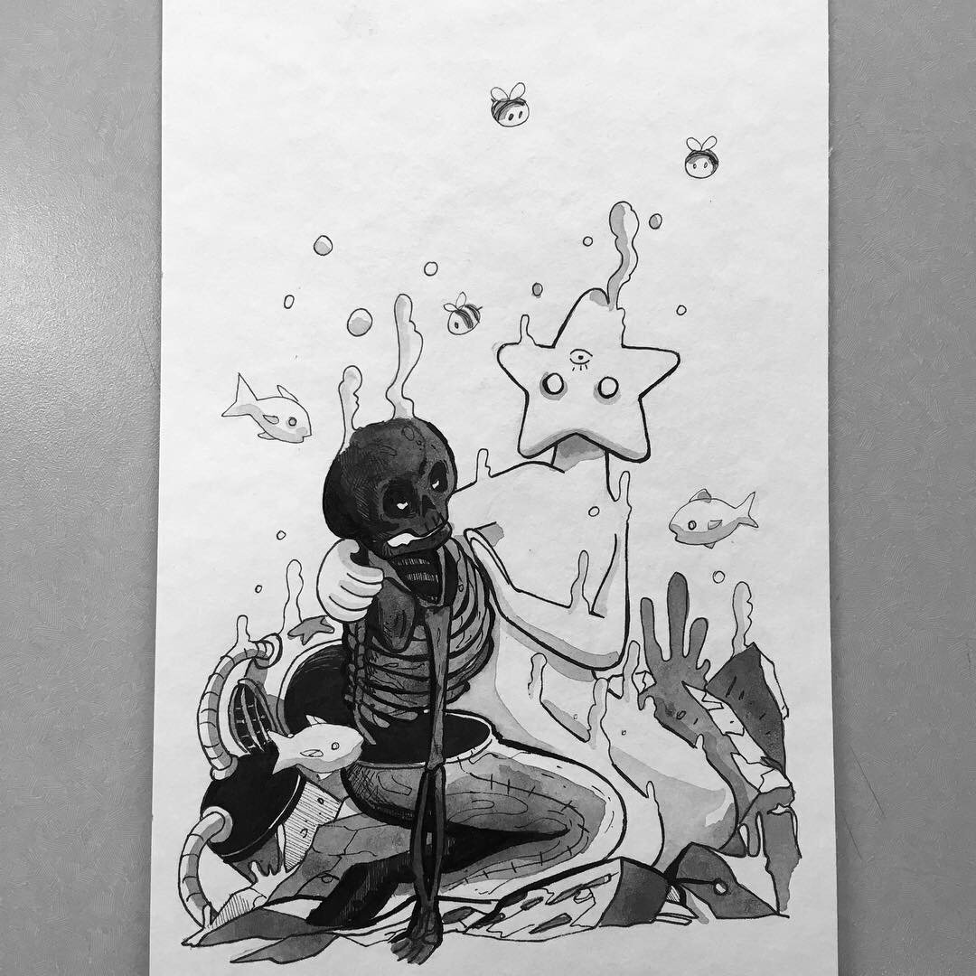 Imosh13's tweet photo. 26 “Otro cuerpo” [other body]

I have that strange feeling similar to fear.

Tengo esa extraña sensación parecida al miedo. 

#Imosh13 #Inktober #inktober2018 #lucesdemiel #honeylights https://t.co/8r6fIAk0HW