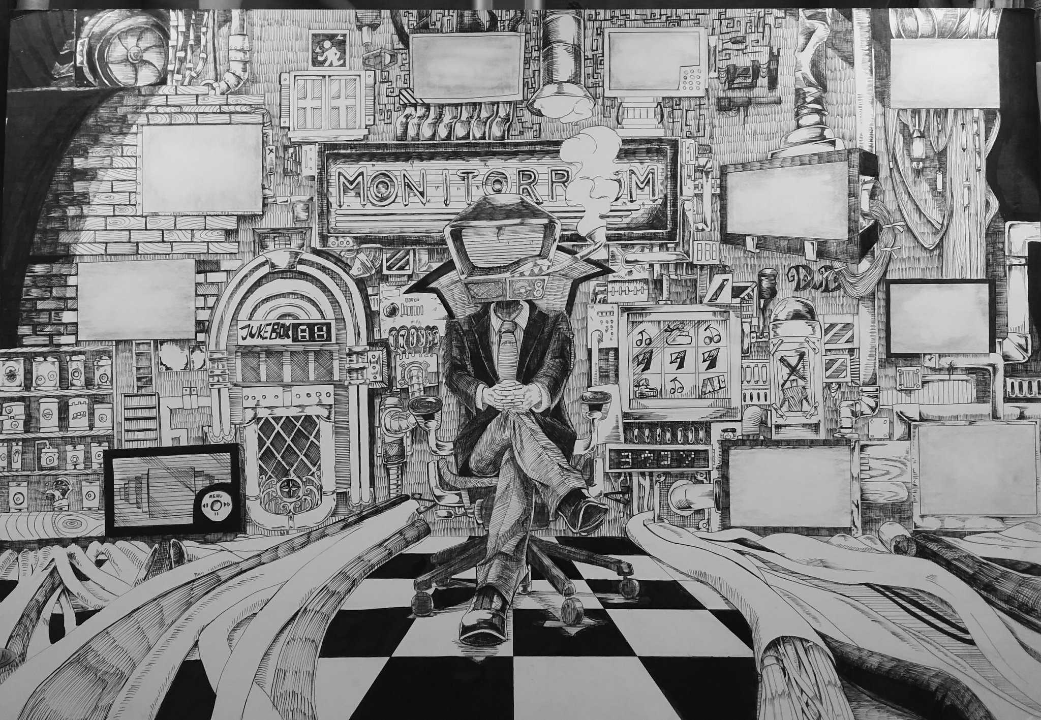 メガノ モニタールーム ようこそ此処へ イラスト イラスト好きな人と繋がりたい ペン画を流してペン画民を増やそう 画質悪かったので再掲 T Co Jjmjswdnw5 Twitter