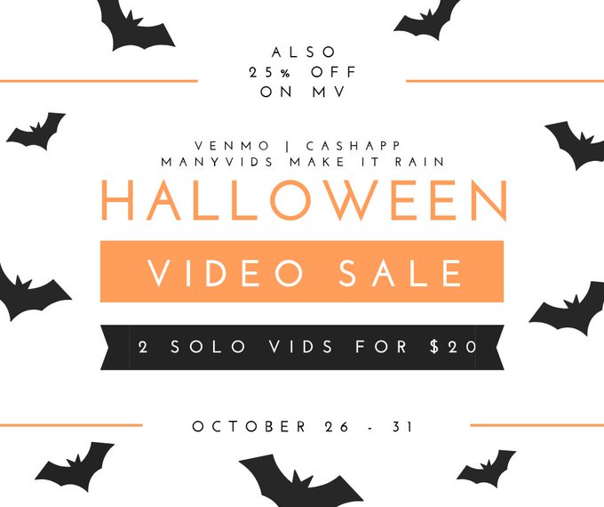 Halloween sale! As a thank you for reaching payout on ManyVids! Can't wait for November 😘  $125 until<a href="/tag/manyvids"class="tags"><span>#manyvids</span></a>