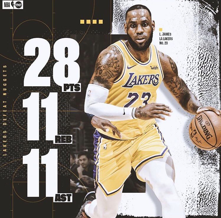 NBABlog3's tweet image. The king already getting triple doubles...took down the nuggets to ruin their undeafested season so far too👀😤#la #lakers #nba #king #LeBronJames  #labron #LakerNation #LakersVsNuggets #TripleDoubleWatch #win #LonzoBall