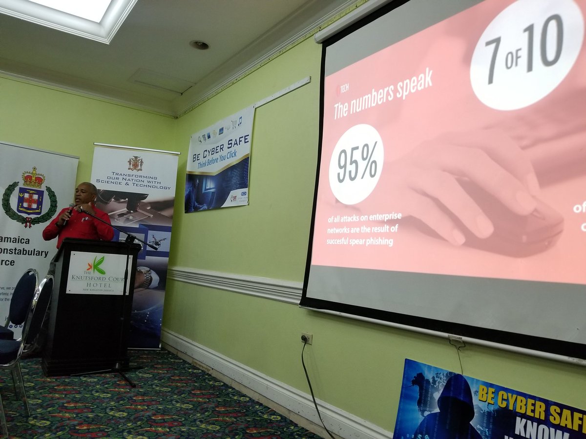 MOFJamaica's tweet photo. Christopher Reckord of tTech Limited, highlights the importance of investing in cyber security infrastructure within organizations. #ThinkBeforeYouClick #BeCyberAwareJa #CyberSecurityJa #BeCyberSafeJa @JISNews @MSTGovJM @mns_jamaica @JamaicaTax @JamaicaConstab https://t.co/8IKeLDrF2p