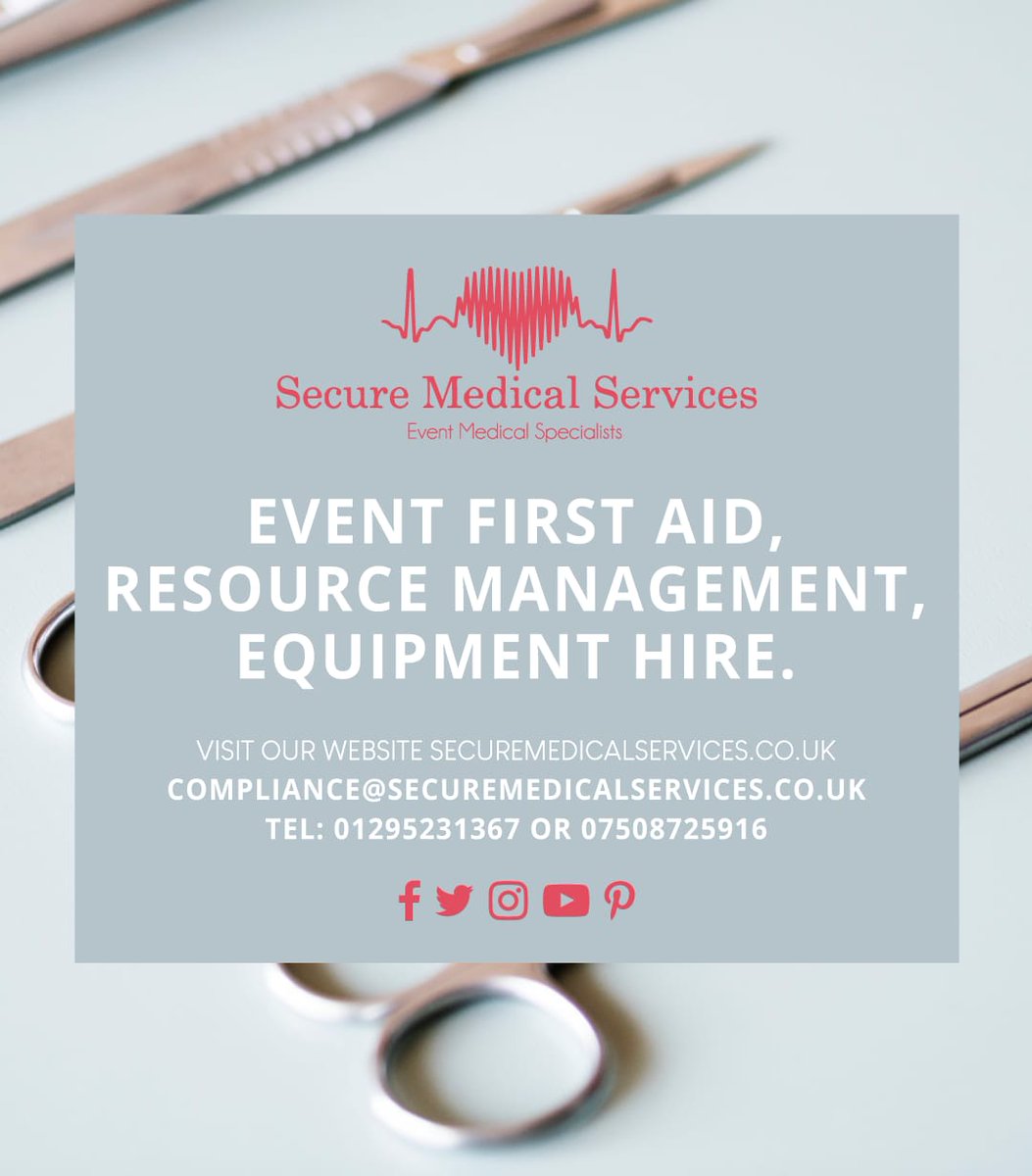 SecureMed_Ltd's tweet photo. Event First Aid, Resource Management, Equipment Hire.
Call us on 01295 231367.
Visit https://t.co/uWQg1sPp8Z.

#securemedical #medicalservices #medicalassiatant #eventservices #publicevent #privatefunction #medicalmission https://t.co/doaOnpB29z