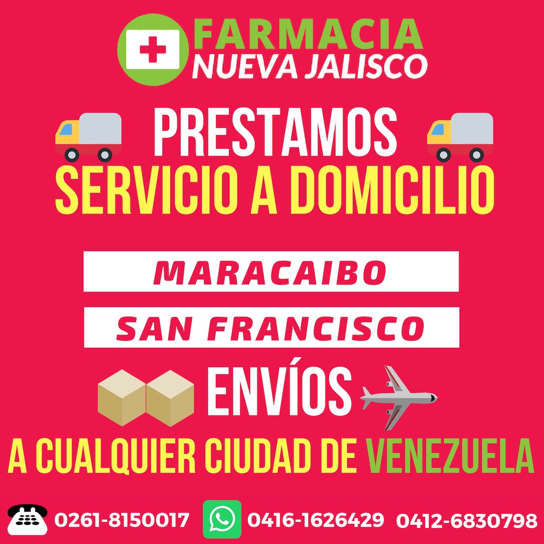 FarmaJalisco's tweet photo. En #farmacianuevajalisco #maracaibo
Tenemos #Metronidazol solución inyectable #Bactrizol
Pueden contactarnos por vía telefónica o por WhatsApp 0416-1626429 / 0412-6830798.
🚚 Realizamos envíos a cualquier Cuidad del país.
¡Estamos a la orden!
Disponible 26-10-2018 https://t.co/22KInN5eyQ