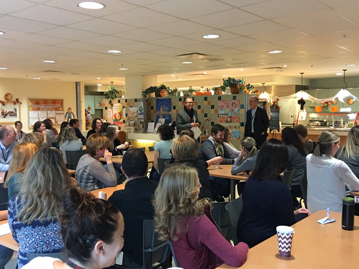 DrThomasStewart's tweet photo. Great meeting the hard working staff at @STJOESGUELPH this morning with President @djwormald. Thank you for the warm welcome and sharing your morning coffee with me! #PresidentUpdate #StaffEngagement @SJHealthSystem https://t.co/6oNdByaHcy