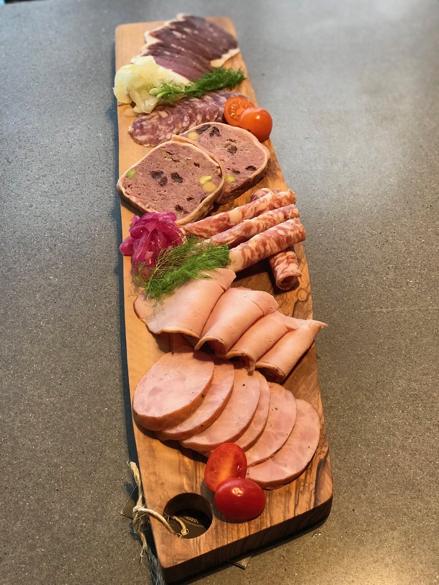 JoshChefjos's tweet photo. Created a Charcuterie platter with in house made Duck Prosciutto, Duck and Cherry pate, truffle salami, etc. All at Off the Cleaver! https://t.co/1hj9HHIZJP