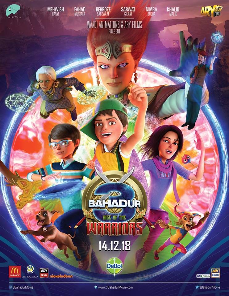Lollywood_Movie's tweet photo. Official poster of the much awaited super-hero animated movie, #3BahadurRiseoftheWarriors, the last Movie in triology!
Releasing in cinemas Nationwide on #14thDec2018 https://t.co/gDxfOWagE9