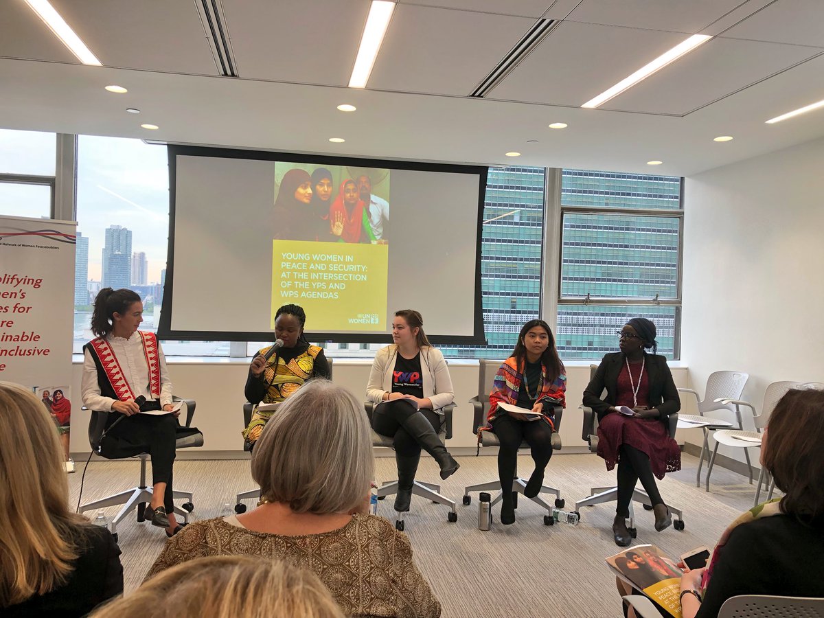 KarinAttia's tweet photo. Listening to a panel of young women speaking out for #conflictprevention and #SustainingPeace. “Intersectionality of the #WPS #YPS agenda is key. Young women are not a sub-category. Peace and stability can not be built without young women and men. Please don’t forget them.” https://t.co/JPx7Fzx7NQ