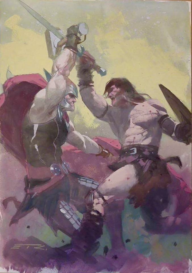 The Mighty Thor Vs. Conan the Barbarian
Artist by Esad Ribić
#Thor #ThorOdinson #Conan #ConanTheBarbarian #Marvel #MarvelComics #MarvelUniverse #DarkHorseComics #Crossover #MashUp #ComicBooks #Comics #Artwork #Illustration #EsadRibić #EsadRibic