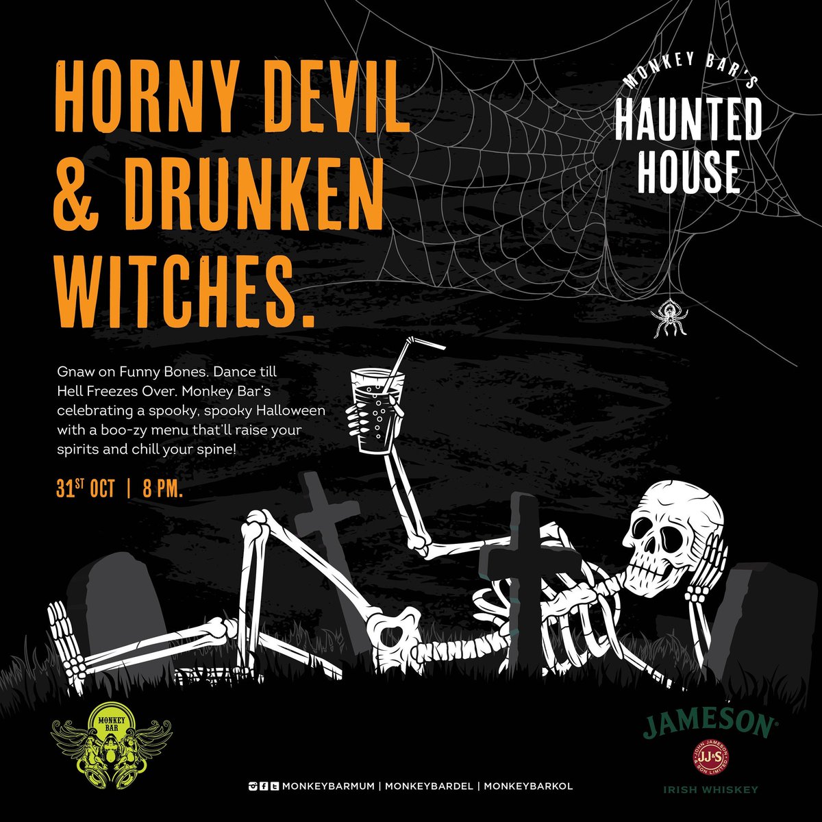 Horny Devils and Drunken Witches gnawing on some Funny Bones! Yes, it's time for the best reason to dress up as a good scare. Join us at Monkey Bar, Mumbai for an absolutely lit Halloween. 

Date: 31st October
Time: 8 PM onwards 

#MonkeyBar #Halloween #Mumbai