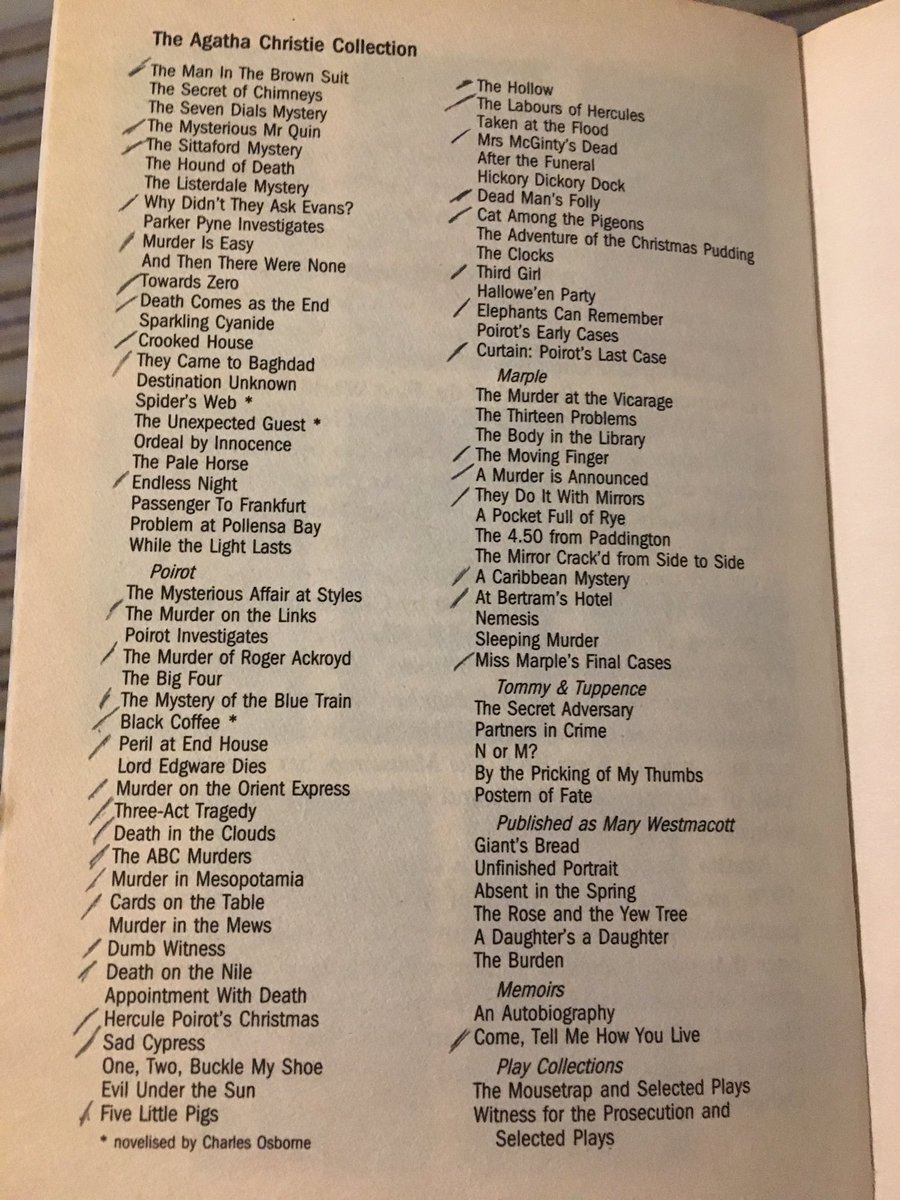 lisasthinks's tweet image. Bought a second-hand Agatha Christie (always an essential purchase) from @CarnBooks and realised, despite having 41 on my bookshelves, I am nowhere near owning her collection. Plenty more house parties to attend and murders to solve