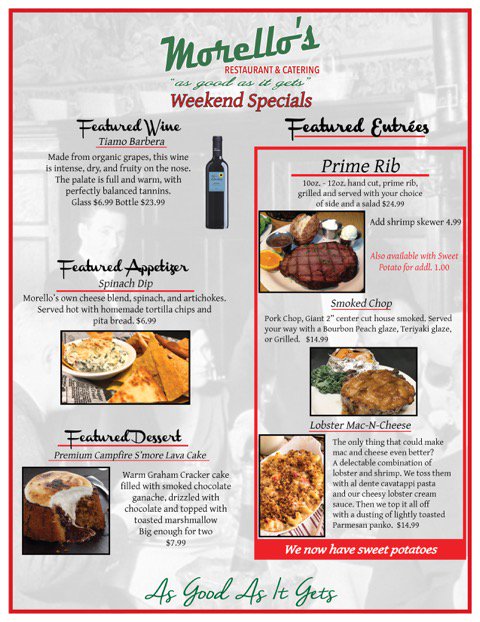 Morellos3's tweet photo. Weekend Features.
Prime Rib weekend
Try the new Lobster Mac and Cheese.
#morellos https://t.co/CaktI3ZtZA