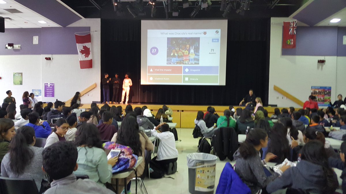 Grade 9 Reps getting <a href="/HMBSSBlizzards/">Harold M. Brathwaite</a> students stoked for Halloween! <a href="/hb_sac/">HMBSS SAC</a>