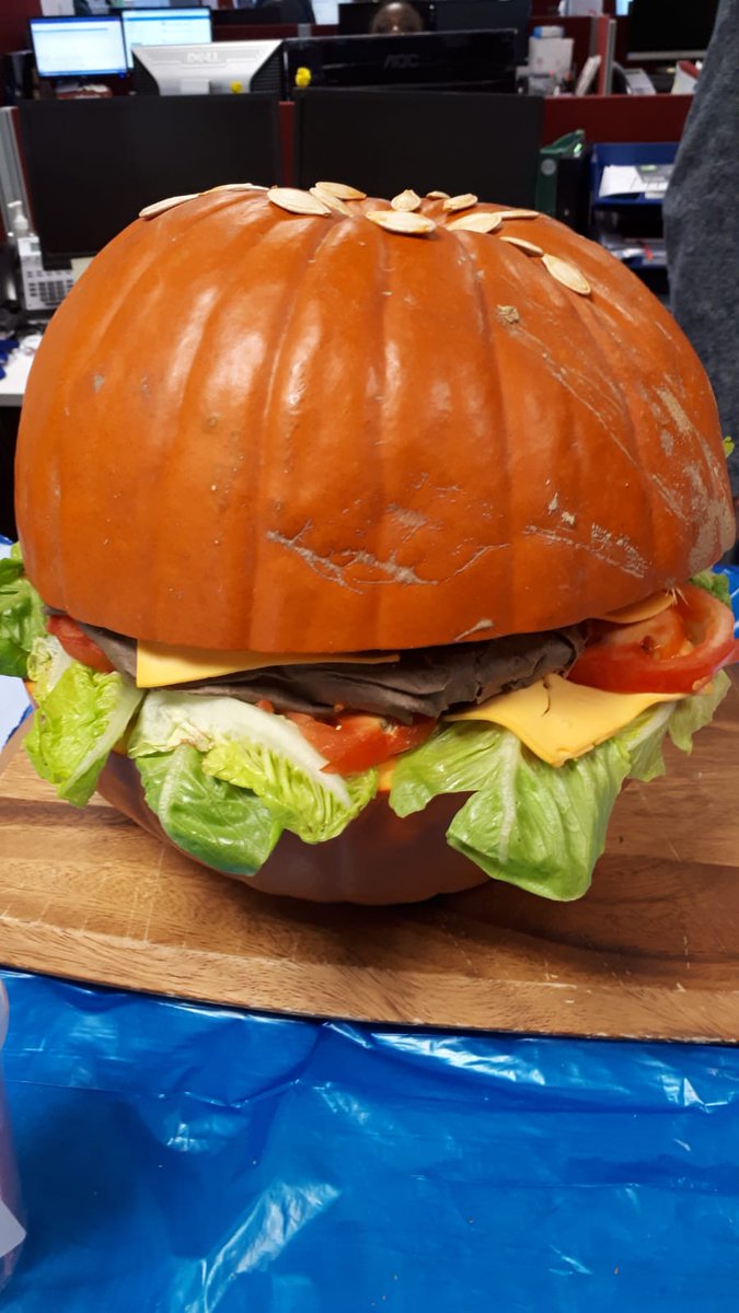 KepakGroup's tweet photo. Hope everyone's day has been as productive as ours! The pumpkin burger, coming to a store near you!! #teamworkdreamwork #pumpkincarving #tastywork https://t.co/BI5u2HxWh2