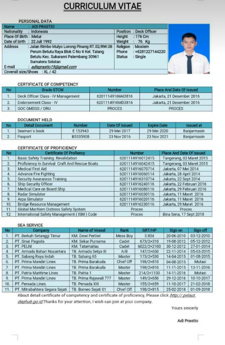 EkaSn33's tweet photo. Need job, siap kerja. Bisa hubungi ke nomor 081227144220 atau 082391433939. Terimakasih #pelaut #pelautindonesia #indo #IndonesiaAdilMakmur #MalaysiaBaharu #singaporeis #Sailors #ArabieSaoudite https://t.co/NyDUyYtsjS