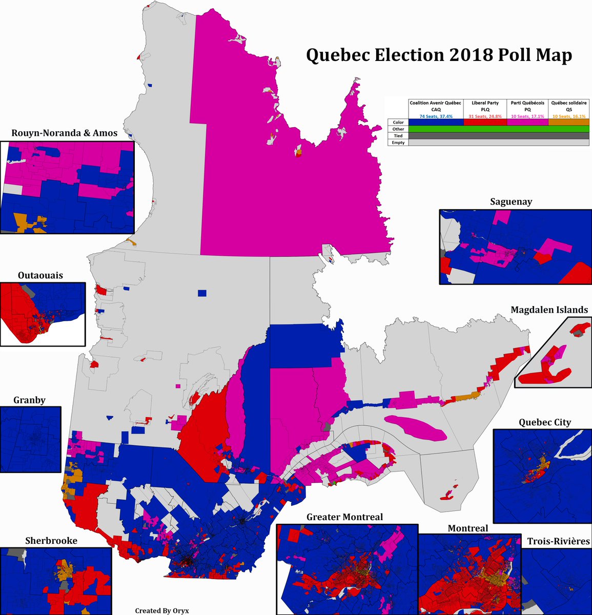 Oryxmaps On Twitter Quebec Had A Realigning Election On October 1 Local Results Just Released I Advise Opening The Images In New Tabs And Zooming They Are Large And Detailed One Map