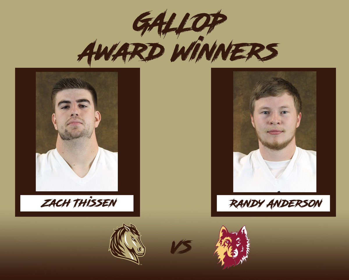 SMSUfootball's tweet photo. GALLOP award winners from our game against Northern State!

🐴🐴
#GALLOP https://t.co/6QTb7WQI1q