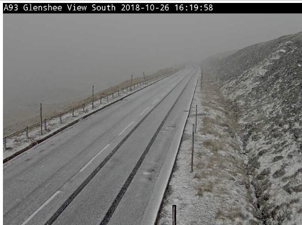 Yep. It’s snowing up high! Picture courtesy of Perth and Kinross council webcam. This is at 665 metres so it will be far worse on the Munro’s. ❄️