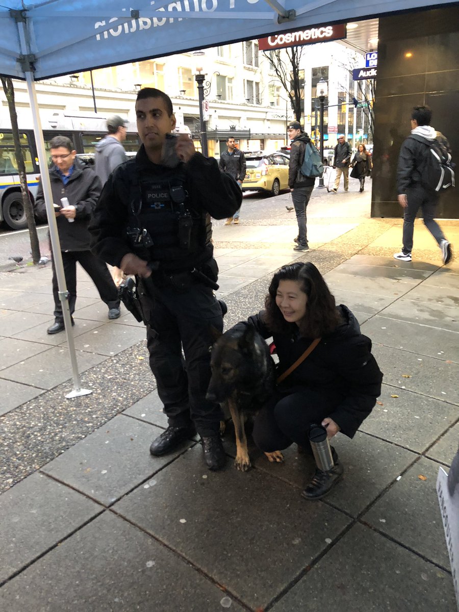 VanPoliceFnd's tweet photo. @VPDCanine 2019 calendars selling briskly downtown this morning! Come down or buy online. These are going to sell out. @VancouverPD #psdscout #psdhank https://t.co/Bj1s37Zw0E #gooddogs #goodcause https://t.co/oF033j3RuT