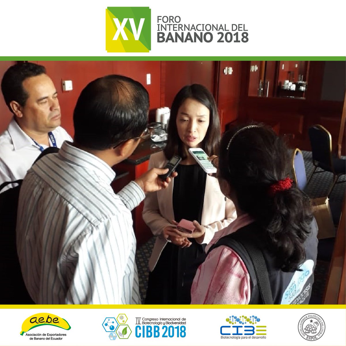 aebeecuador's tweet photo. #AEBE, les agradece a los diferentes medios de prensa por haber estado presente en el #ForoAEBE2018 y por su cobertura en los diferentes temas de exposición que se realizó en el foro y congreso. #ForoAebe #15AñosForoAebe #NegociosBanano #CIBB2018 https://t.co/sfk2JO2PGa