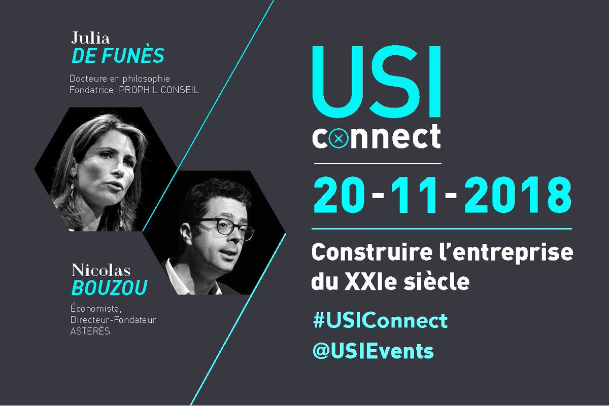 USIEvents's tweet photo. “Soutenir que le bonheur constitue une condition pour bien travailler relève d’une tyrannie inefficace.” La Comédie (in)humaine. 
Venez vous inspirer &amp; échanger sur vos enjeux de #transformation avec la philosophe @JuliadeFunes et l'économiste @nbouzou https://t.co/16DNPfGTm6 https://t.co/btvYopxB6U