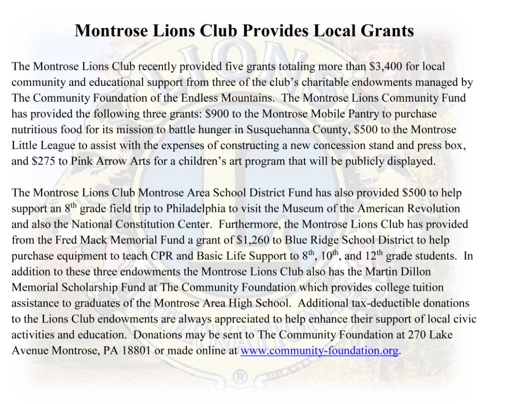 CommunityFDN's tweet image. Montrose Lions Club Provides Local Grants - mailchi.mp/community-foun…