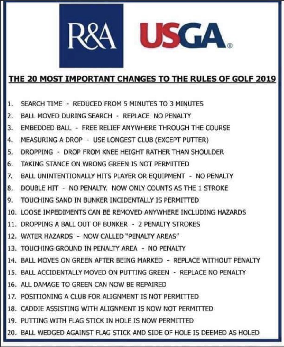 NCG_com's tweet photo. Big changes coming.

The 20 most IMPORTANT changes to the rules of golf in 2019 👍 https://t.co/6jYzZmtWHF https://t.co/oilV05zI9k