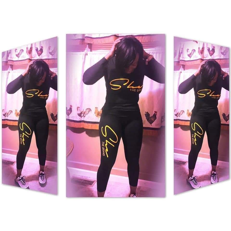 SheBySchericka's tweet photo. Pick your SHE legging and tee set however you like!!!!! Have it regular as SHE the brand or custom with your business name or special wording. Flash sale promotion until midnight Friday....... $16.00 each. #SHE #Strength #Humility #Excellence #TheBrand https://t.co/3jGm14gkuv