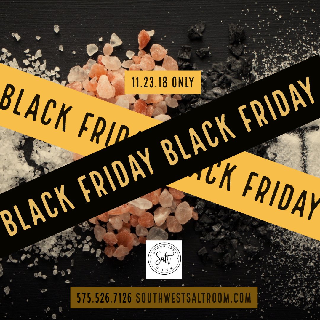 SWSaltRoom's tweet image. In exactly 2 weeks we will release a special promotion on all of our #blackfriday deals! We're talking $35 Massage+Halotherapy, all packages will be discounted, plus a nice % off all #saltlamps and spa products! 11/23/18 ONLY! Join our newsletter on our site to receive this deal!