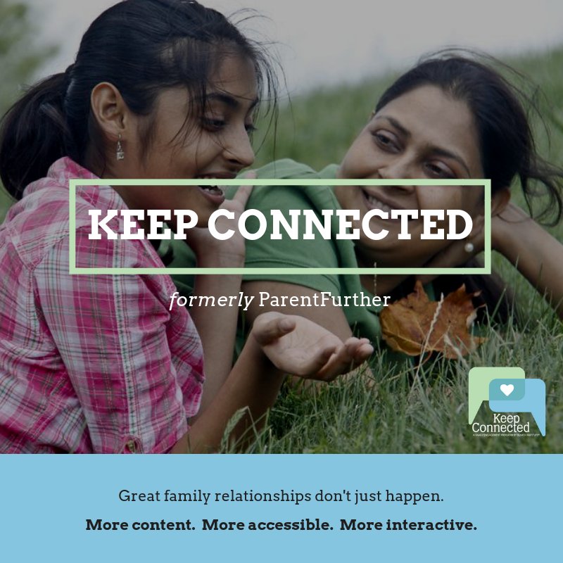 KeepConnectedSI's tweet photo. We have exciting news! ParentFurther is becoming Keep Connected. We've launched a fresh site that provides more accessible and interactive content to promote healthy and strong family relationships. https://t.co/gIbhlKGaGh #familyrelationships #healthyfamilies @SearchInstitute https://t.co/ibqwkzw8nE