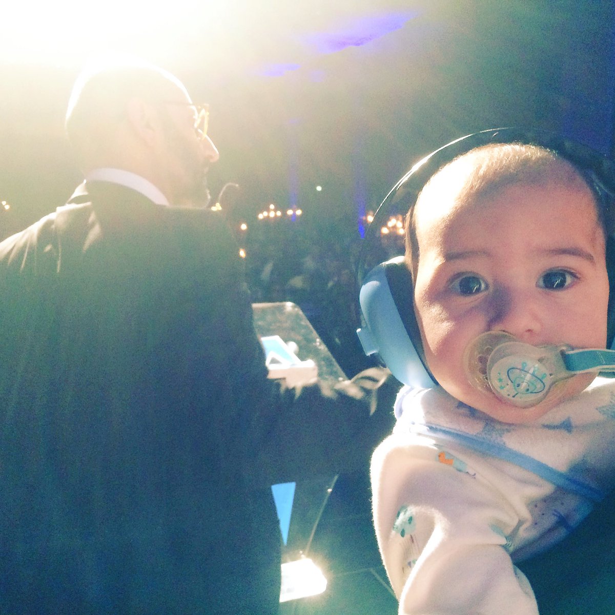 Top shot from last night, @KhaliqMeer accepting best radio station @asianmediaaward for @bbcasiannetwork while award presenter’s Fritz’s son steals the show.