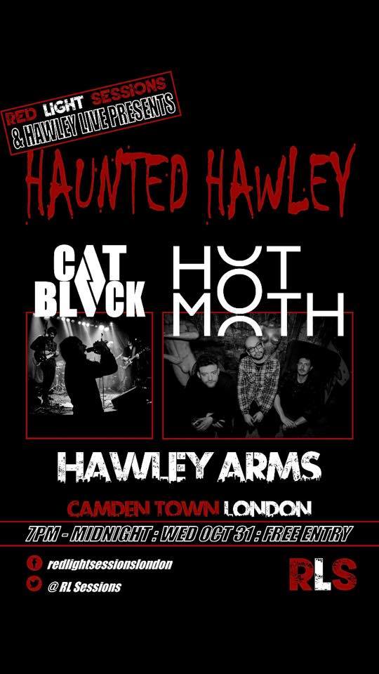 Wednesday 31st October Moth is back in LANDAN! 
<a href="/hawley_arms/">The Hawley Arms</a> <a href="/RLSessions/">RED LIGHT SESSIONS</a> 🤘 Free Entry. 
We’ll be looking even more frightening than usual, so that in itself is worth a look! 🤢🤮👿👻☠️#progrock #psych #Halloween