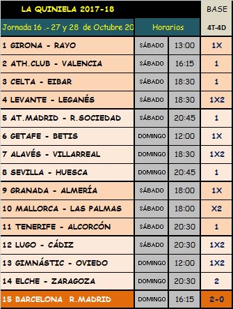 1x2lajornada's tweet photo. QUINIELA JORNADA 16, TEMPORADA 2018-19 https://t.co/Be1WLJilfS