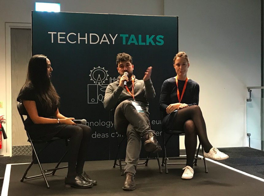 techdotx's tweet image. &quot;The public sector cannot be disrupted. It can be co-created.&quot; So great to see CEO @GeorgeDJohnston speaking alongside @Olivia_LDN of @BoschGlobal on building data-driven cities for the future at today&apos;s #TechDayTalks.