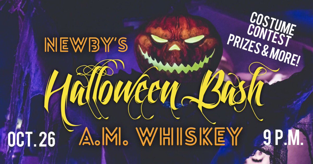 You don’t want to miss the best Halloween Bash on the Highland Strip happening TONIGHT at Newby’s with A.M. Whiskey, 9 p.m.! Costume contest, giveaways, drink specials, &amp; more. 👻 #SeeYouAtNewbys #HalloweenBash