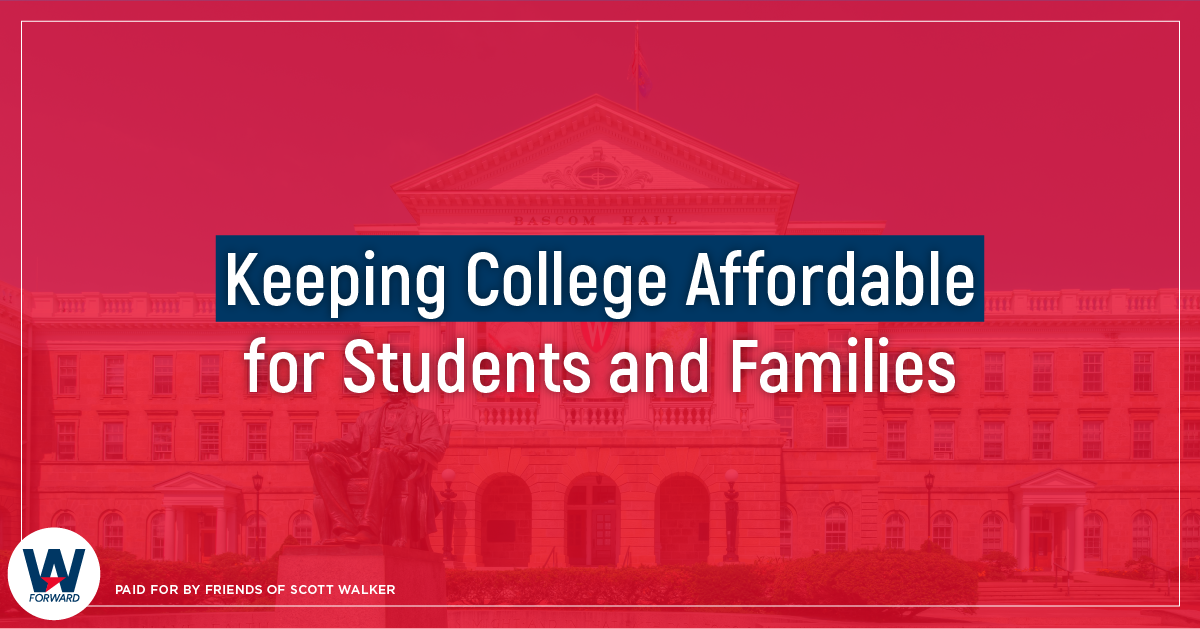 ScottWalker's tweet photo. We froze tuition at UW schools for the last 6 years and will freeze it for the next 4 years. We are committed to keeping college affordable for our students. This is how you keep Wisconsin working for generations to come. #wigovdebate https://t.co/ch9p3iyLKr