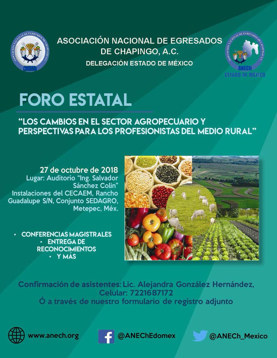 ANECh_Chiapas's tweet photo. ¡No te pierdas mañana desde las 9:50 am la transmisión del Foro "Los cambios en el Sector Agropecuario y Perspectivas para los Profesionales del Medio Rural", desde el auditorio "Ing. Salvador Sánchez Colín" en Metepec! @ANECh_Oficial @ANECh_Mexico @uach_chapingo @CIESTAAM_UACh https://t.co/lNB12tG3gN