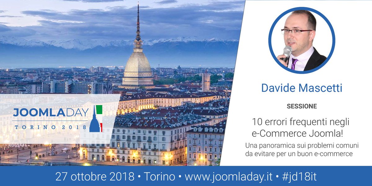 Nell'Auditorium Host <a href="/DavideMascetti/">Davide Mascetti</a> ci sta illustrando quali sono gli errori più comuni in un #ecommerce #Joomla.

#jd18it #joomla #community #event #joomladay #ecommerce