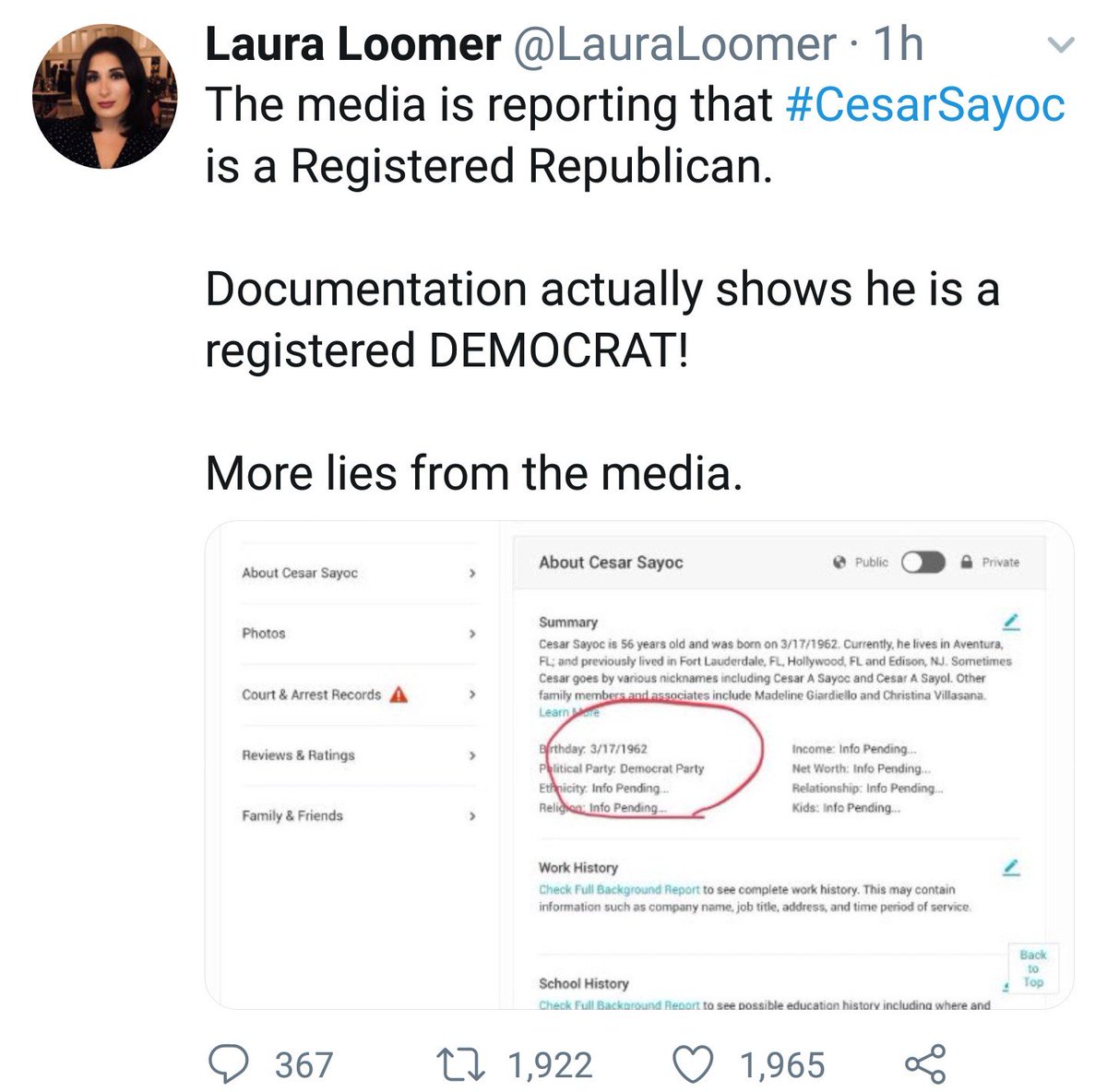 somethingldsay's tweet image. Well, now who are conapiracy theorists supposed to believe?? @LauraLoomer gives up a screen shot showing the #MAGAbomber is a Dem, @Fuctupmind gives up a screen shot showing Green party. 🤣 #TwitterDetectives #SolidReporting #ItsAllFiguredOutNow