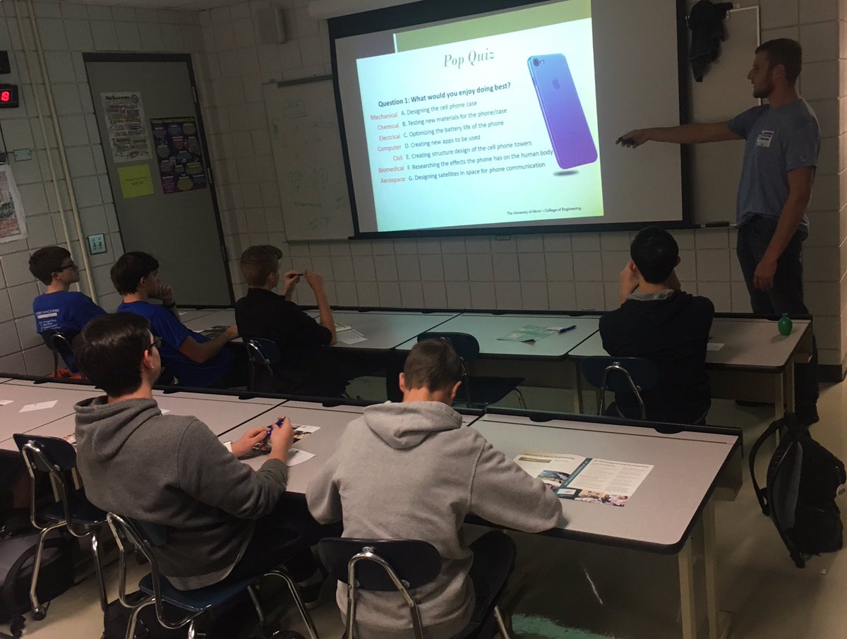 wkhsengineerin1's tweet photo. Great to have Gunner Mandt back to speak to STEM students about U of Akron &amp; engineering #ItsWorthit #GoWolves #UAkron_Eng https://t.co/WxOqNkIacX