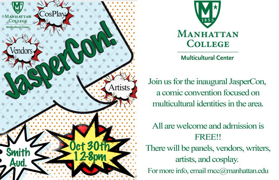 brownblackfist's tweet photo. NEXT WEEK!!! Mark your calendars, and spread the word!! Support #JasperCon at Manhattan College!!!
@LatinaAuthor @Latinegro @charlievazquez @sofiaquintero @LockettDown @BroSis512 https://t.co/skn2CjmK7d