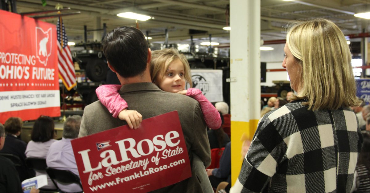 FrankLaRose's tweet photo. Had a great stop at @ThePDIGroup on day #2 of the #ProtectOhio Bus Tour with two very special ladies. Thanks @LaurenALaRose and Ellie for helping out. https://t.co/5llRs8WeEz