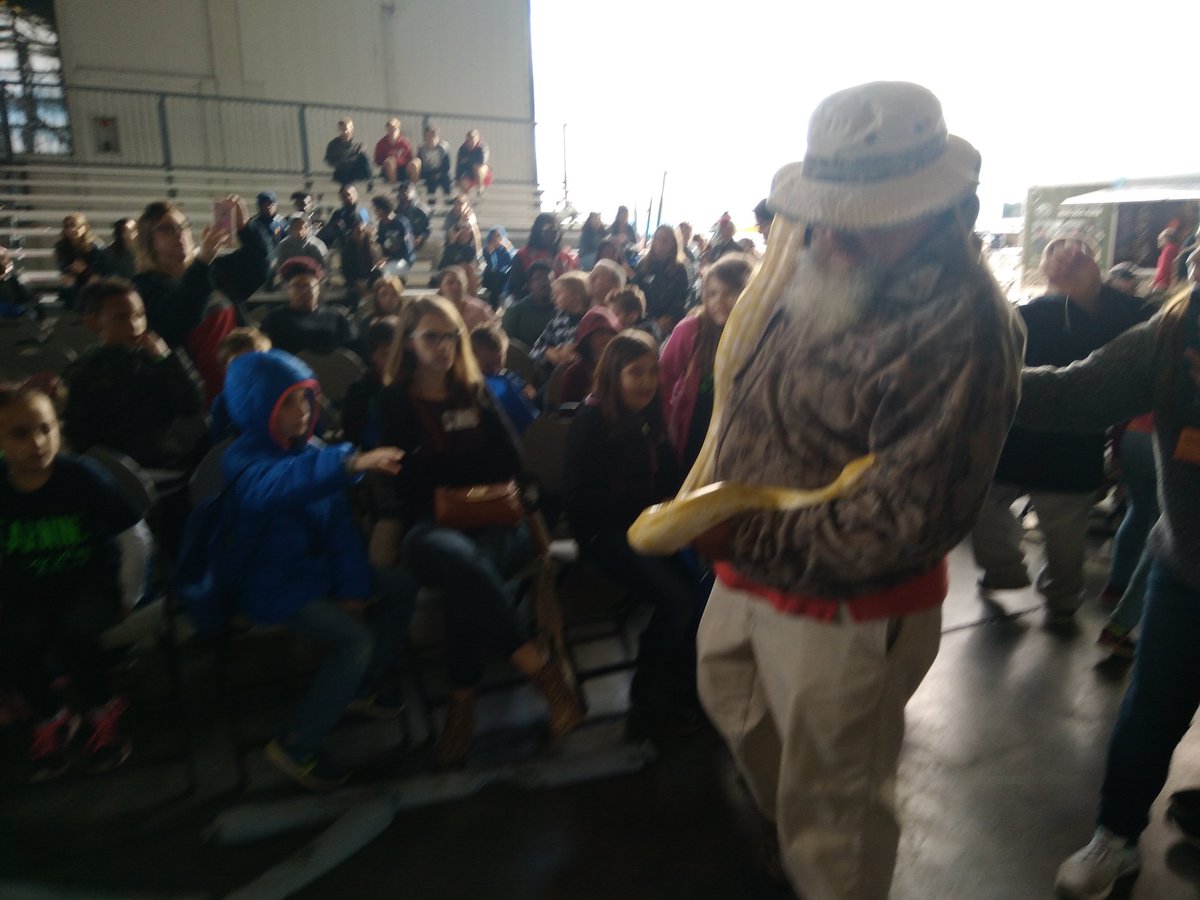 ARBioColl's tweet photo. It's always a huge hit when Tracy brings the snakes out! We are happy they got to come out for a minute despite the cold! #STEMFest https://t.co/e2bM8FS3bQ
