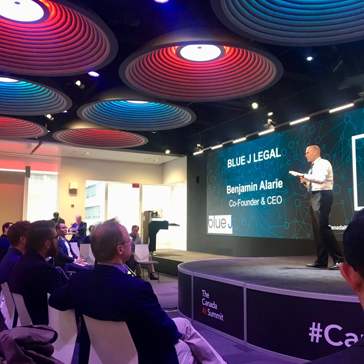 CanadaNY's tweet photo. And we're off! @BlueJLegal, #CryptoNumerics & @diligensoftware kick off our #CanadaAI demos this afternoon @business. 🇨🇦 https://t.co/Zey3NfHk23