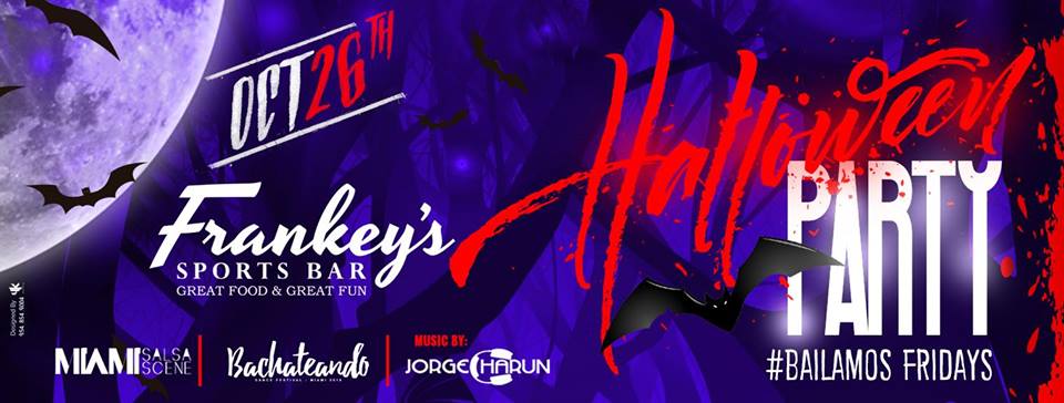 FrankeysBar's tweet photo. Join us for a special Halloween Edition of Bailamos Friday TONIGHT! Come in costume for a chance to win prizes for the best dressed.
BACHATA CLASS by UV Latin Dance from 9:15 to 10:00 p.m.
For tables reservations contact 954-464-2333 https://t.co/9TAleSxtQx