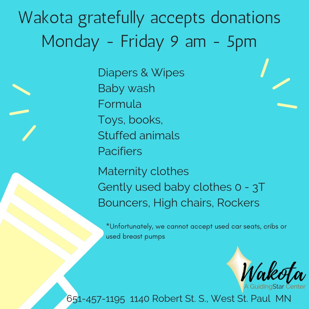 GSWakota's tweet photo. Wakota gratefully accepts donations. We do take opened boxes of diapers, too.
#FallCleanUp #ClosetCleanUp #Donate #Share #Grateful #HelpUsHelpOthers #GiveBack #moms #babies #dads #WeekendGoals #TwinCities https://t.co/GFaVIewC8F